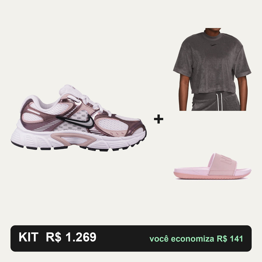 Kit Nike V5 Rnr + Cropped Nike + Chinelo Nike — O look completo