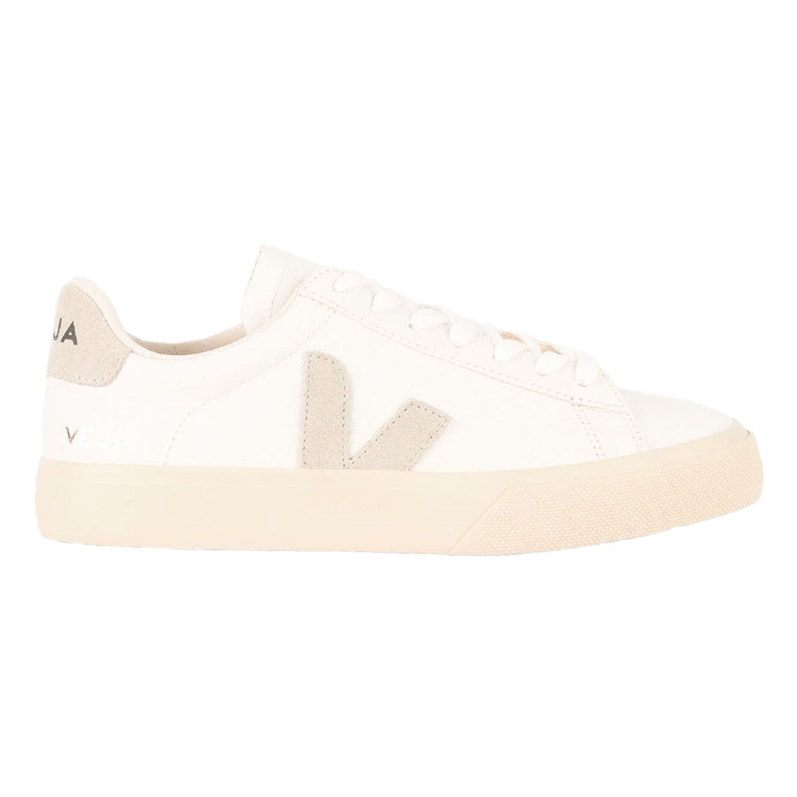 Tênis Veja Campo Leather Feminino — Couro branco e o V em camurça