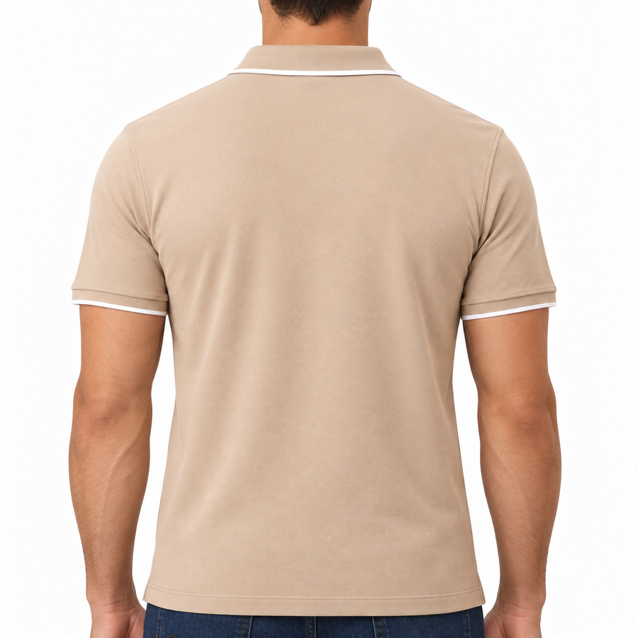 Polo Calvin Klein Friso Masculino — Modelagem slim, rente ao corpo
