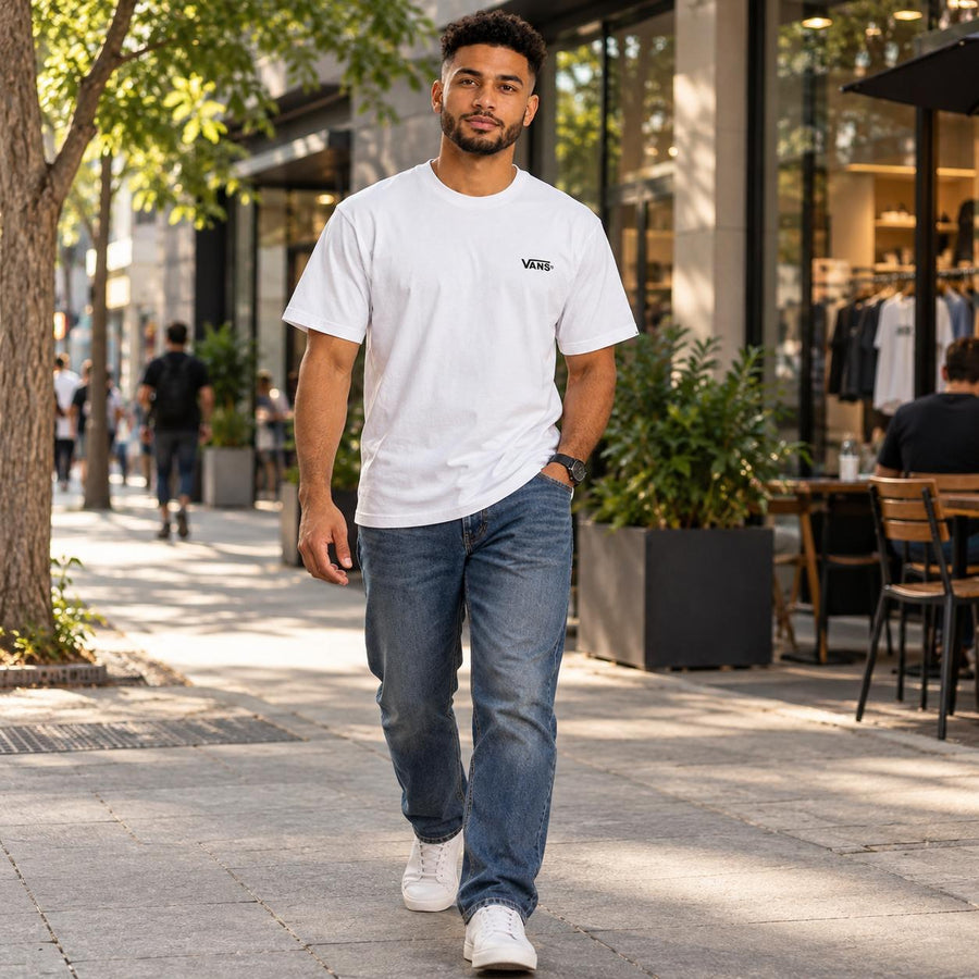 Camiseta Vans New Left Chest Masculino — Malha de algodão para o dia inteiro