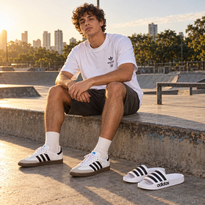 Kit Adidas Samba Adv + Camiseta Adidas + Chinelo Adidas