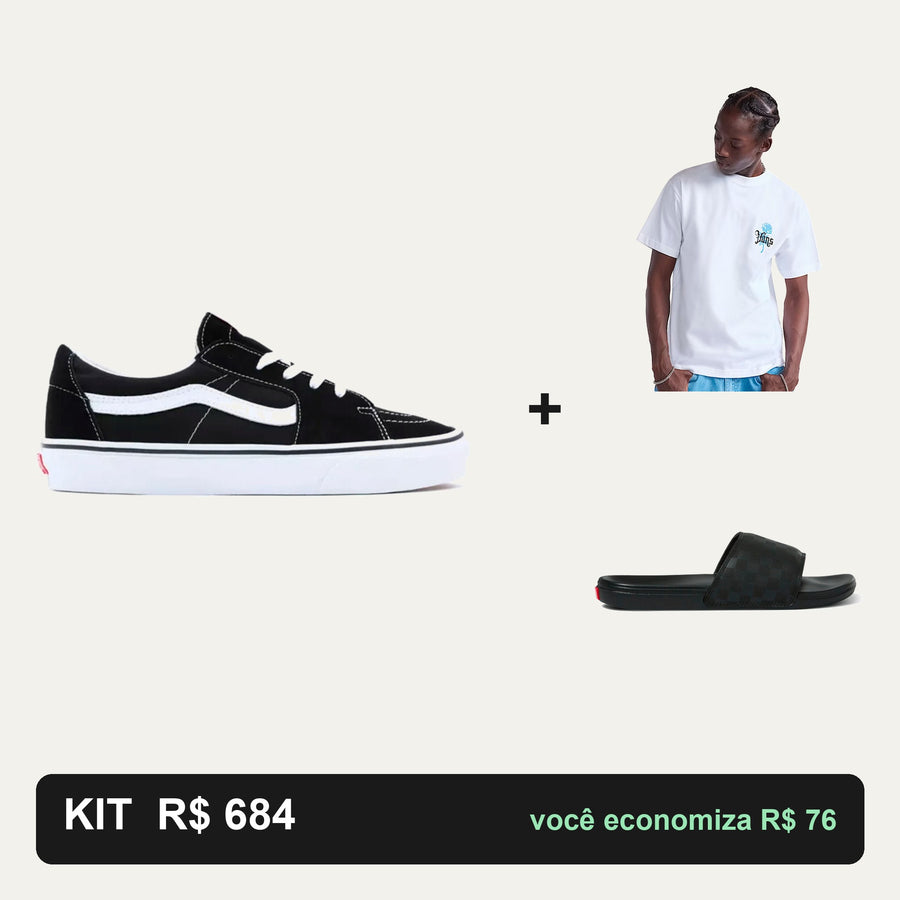 Kit Vans Sk8-Low + Camiseta Vans + Chinelo Vans — O look completo
