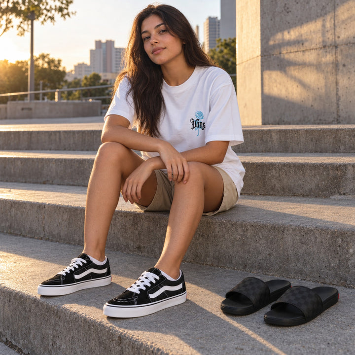 Kit Vans Sk8-Low + Camiseta Vans + Chinelo Vans