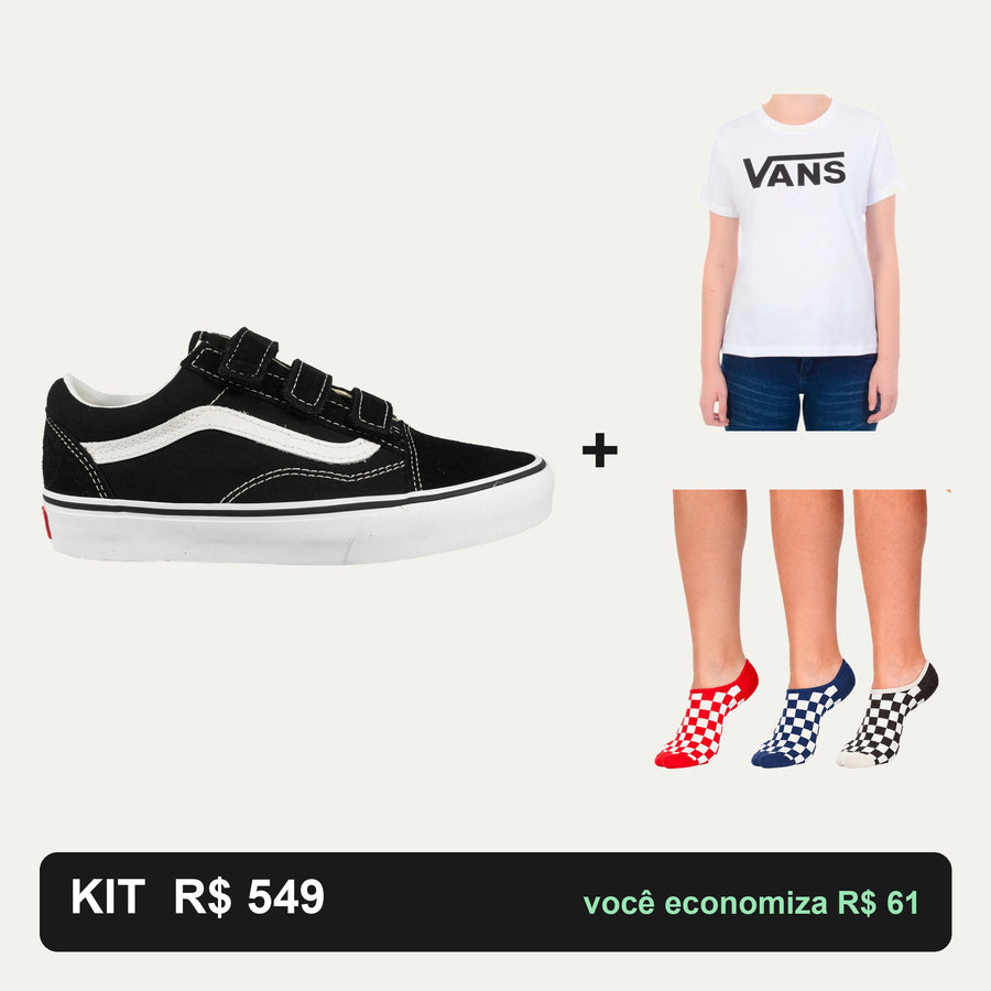 Kit Vans Old Skool V + Camiseta Vans + Meia Vans — O look completo