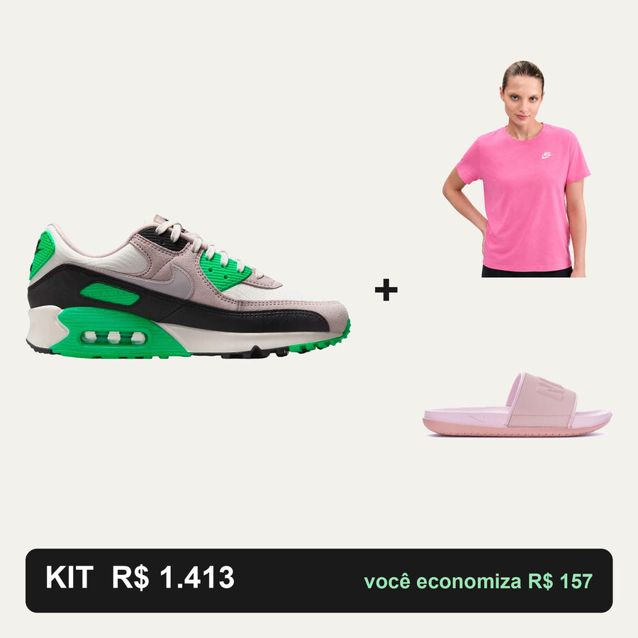 Kit Nike Air Max 90 + Camiseta Nike + Chinelo Nike — O look completo