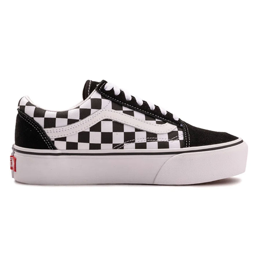 Kit Vans Old Skool Plataforma Checkerboard + Camiseta Vans + Chinelo Vans — O tênis Old Skool Plataforma Checkerboard