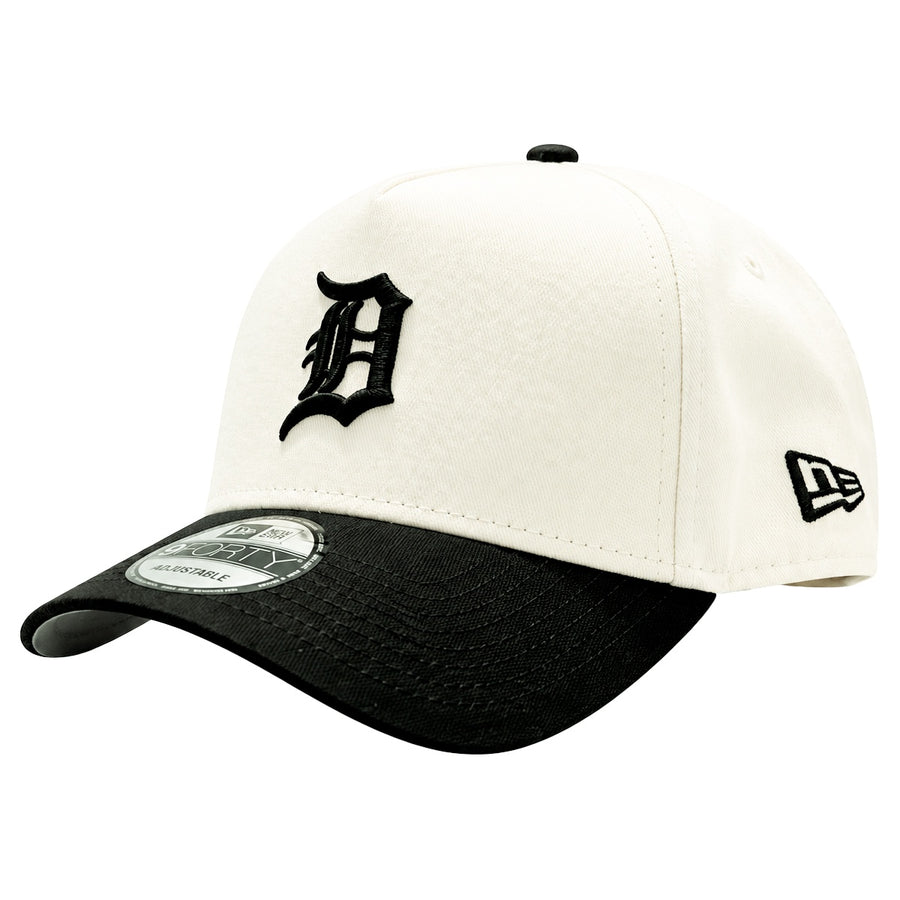 Boné Aba Curva New Era 9FORTY A-Frame Detroit Tigers Unissex — Copa off-white com aba preta