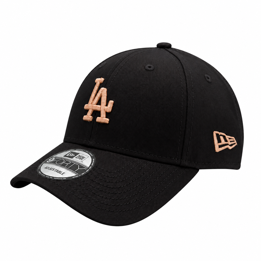 Boné Aba Curva New Era 9FORTY Los Angeles Dodgers Unissex — Bandeira rosé na lateral