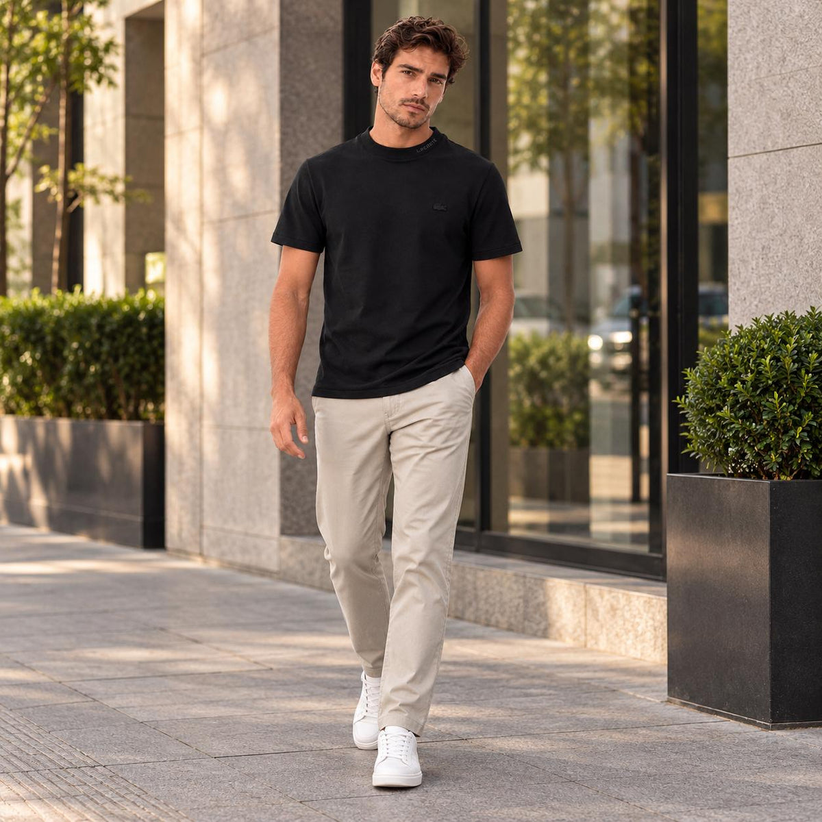 Camiseta Lacoste Piquet Jacquard Masculino