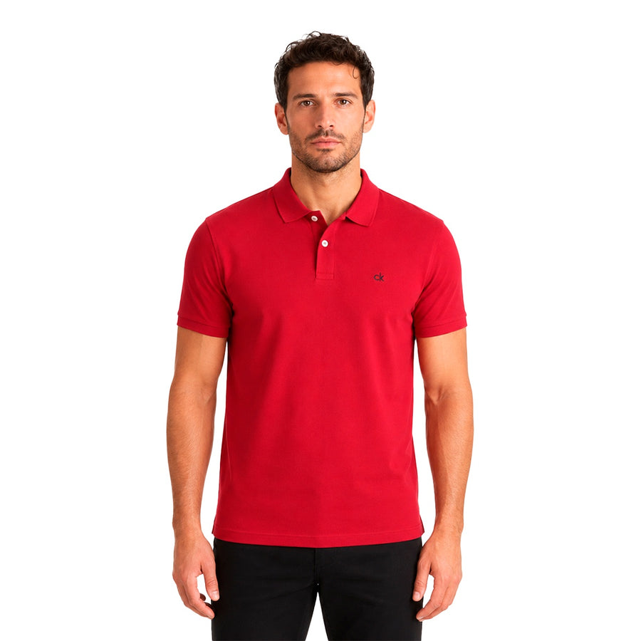 Polo Calvin Klein Basic Masculino — Vermelho Fechado, Visual na Régua