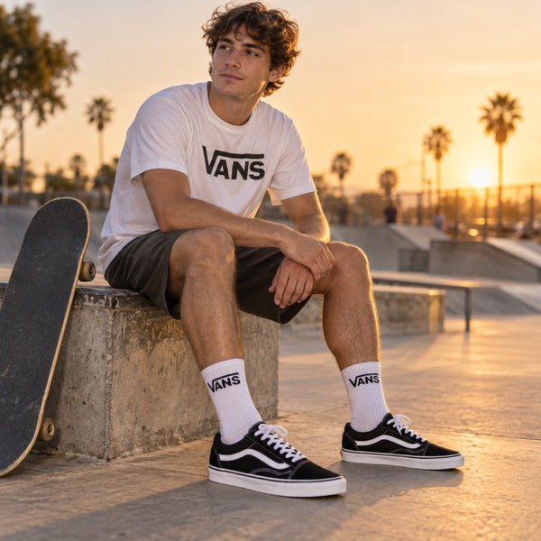 Kit Vans Old Skool no skatepark — look completo