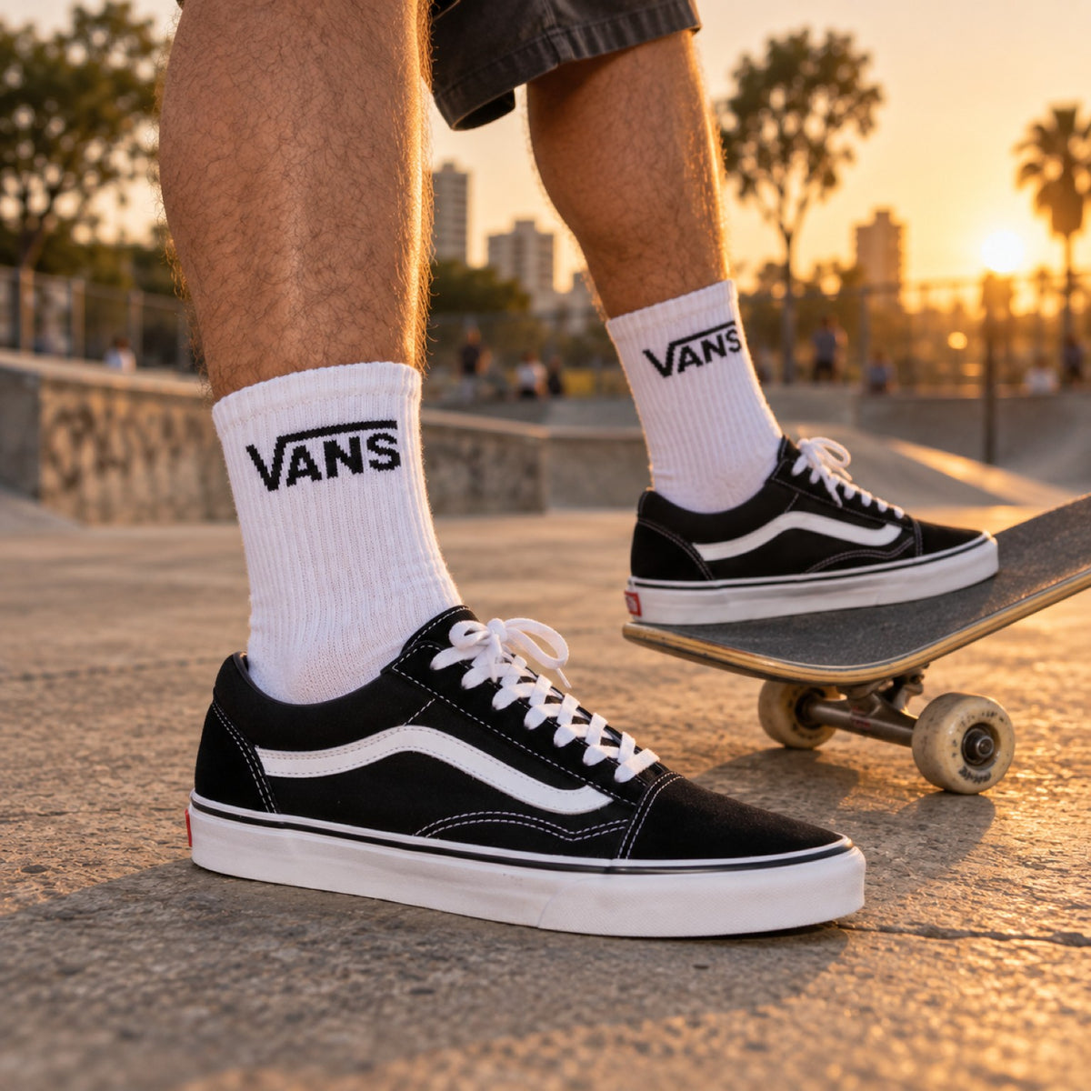 Old Skool e meia Vans Skate Crew — detalhe