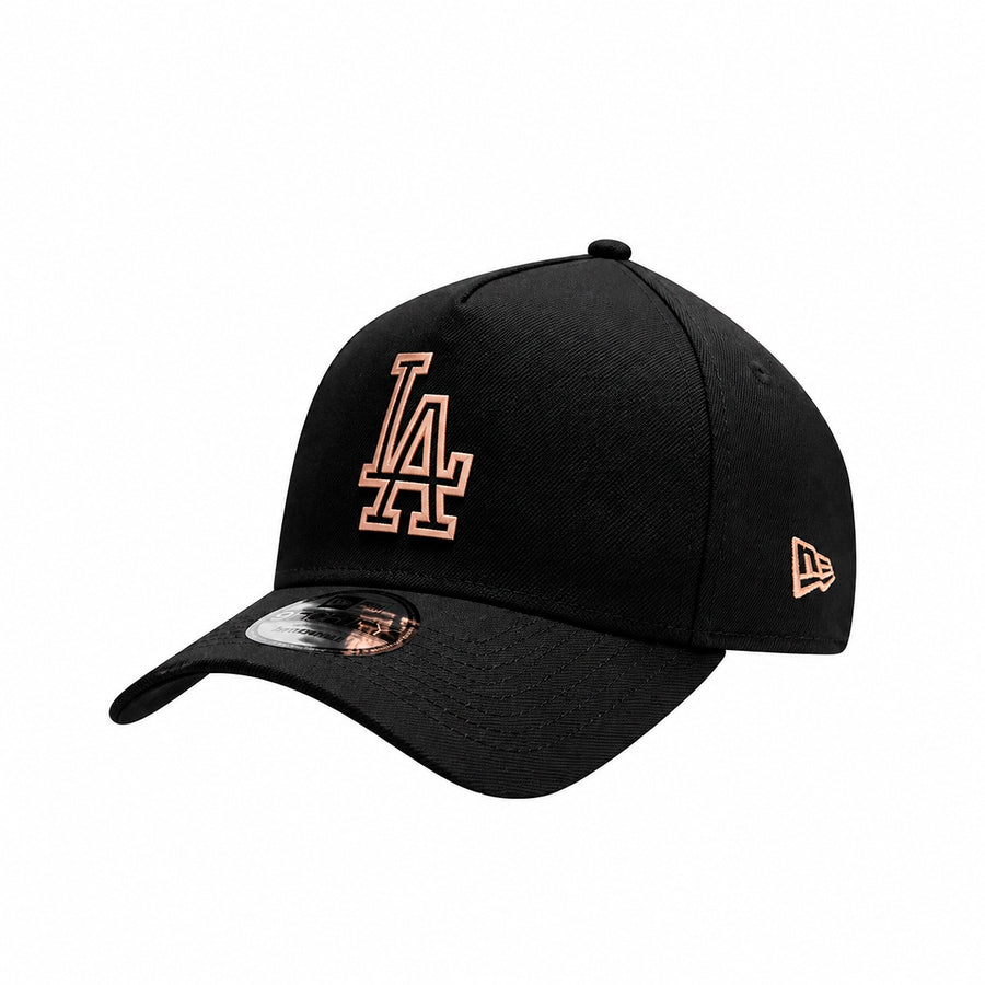 Boné Aba Curva New Era 9FORTY A-Frame Los Angeles Dodgers Metal Badge Unissex — Bandeira em metal na lateral