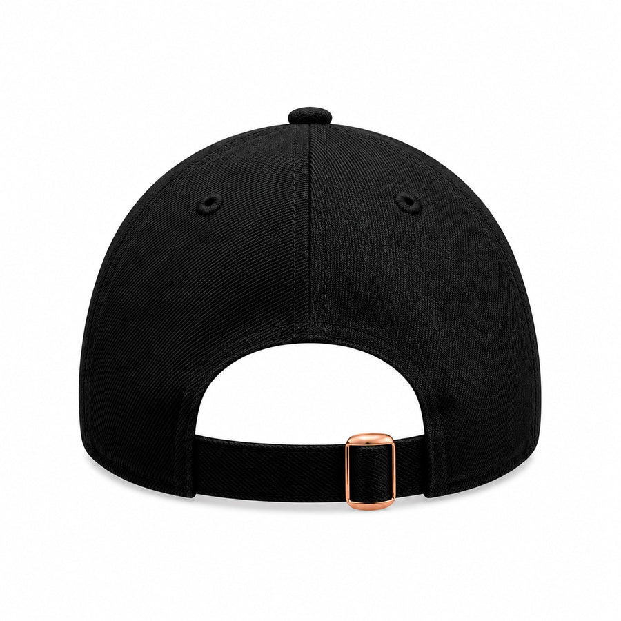 Boné Aba Curva New Era 9FORTY A-Frame Los Angeles Dodgers Metal Badge Unissex — Fivela em tom rose gold